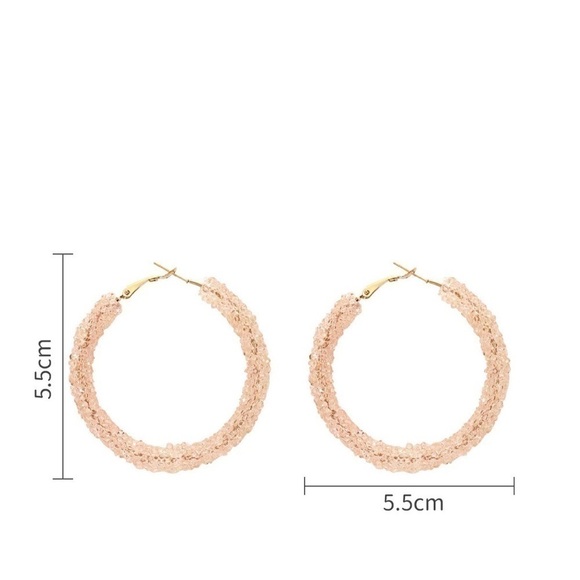 EARRINGS Hoops With Synthetic Beading. Gold Plated. - Picture 3 of 4